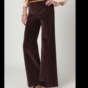 Wide-leg + high-waist blue cords